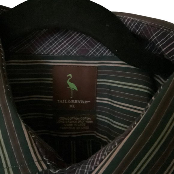 TAILORBYRD Mens Multi Color Striped Long Sleeve Shirt Size XL Contrasting Cuffs - Picture 9 of 16